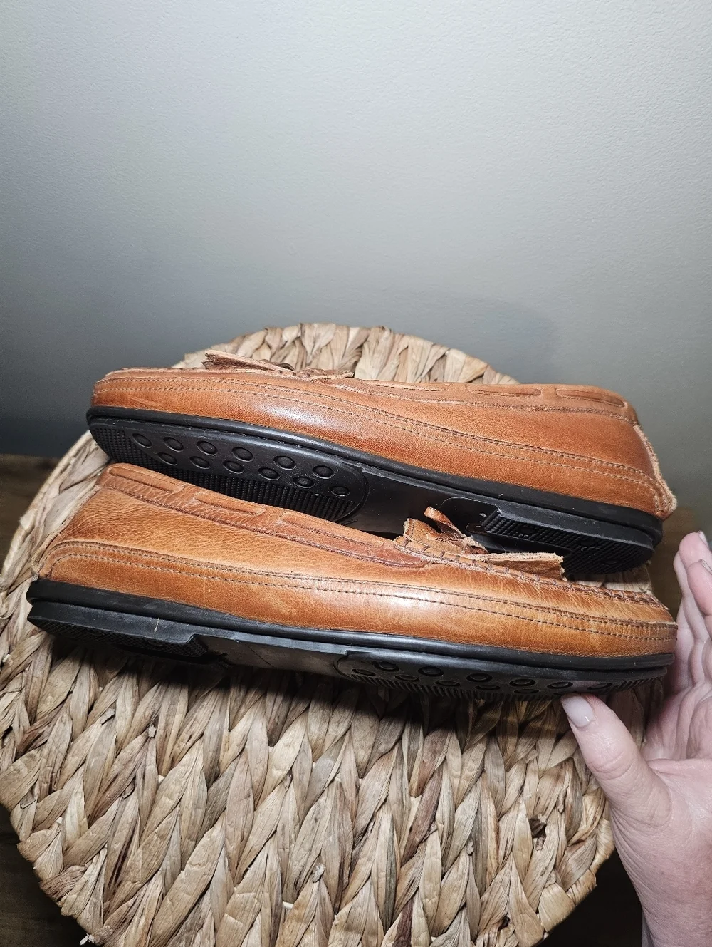 Brown Leather Tassel Loafers Mens Size 10 Driving Shoes Classic Preppy